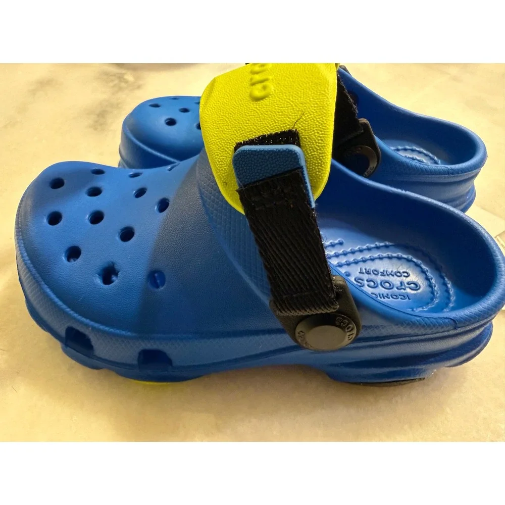 Crocs Classic All Terrain Clogs Kids Size C9 Blue Lime Adjustable Strap